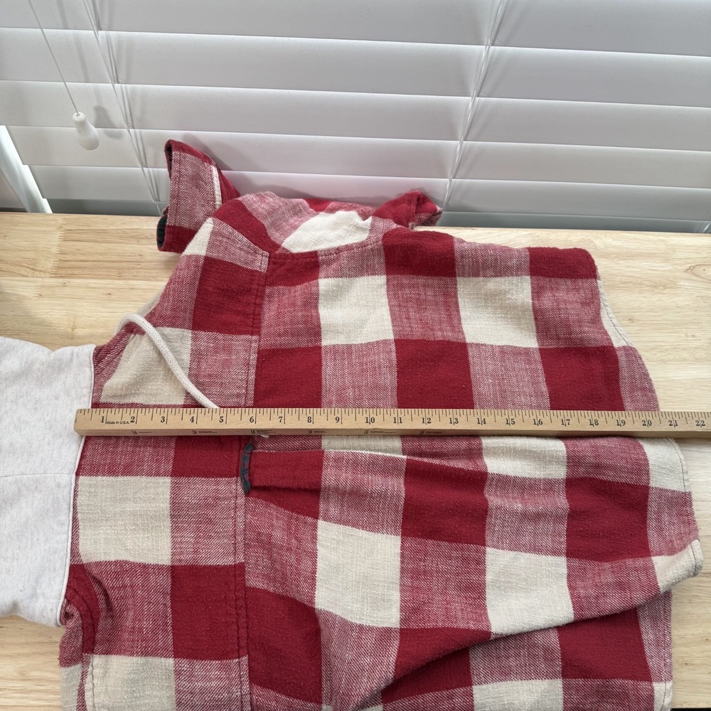 American Eagle Flannel Shirt Women's Large Red Plaid Cropped Hooded Button‎ Down - Picture 11 of 11